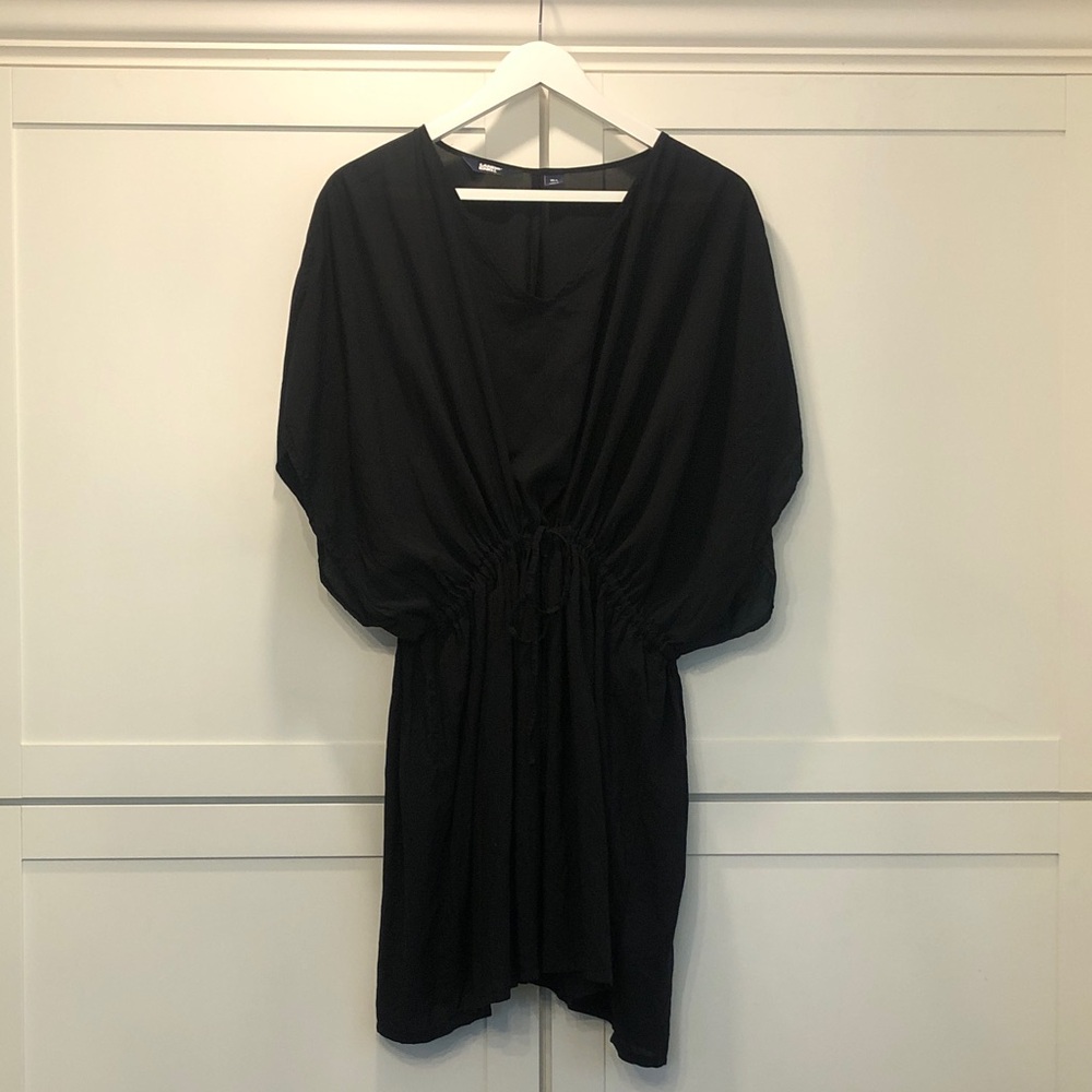 Lands' End Med/Large Black Drawstring Waist Tunic Swimsuit Cover Up 100% Modal - Picture 3 of 11